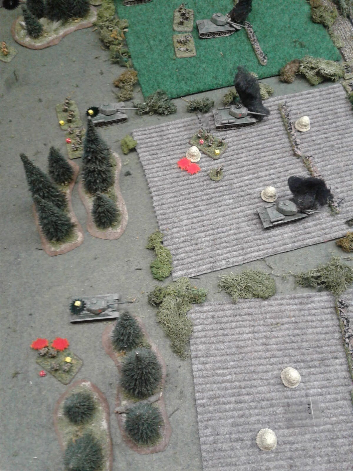 Center and right of Bordurian attack. Lot of knocked out or very damaged tanks. No infantry that isn't pinned or shocked