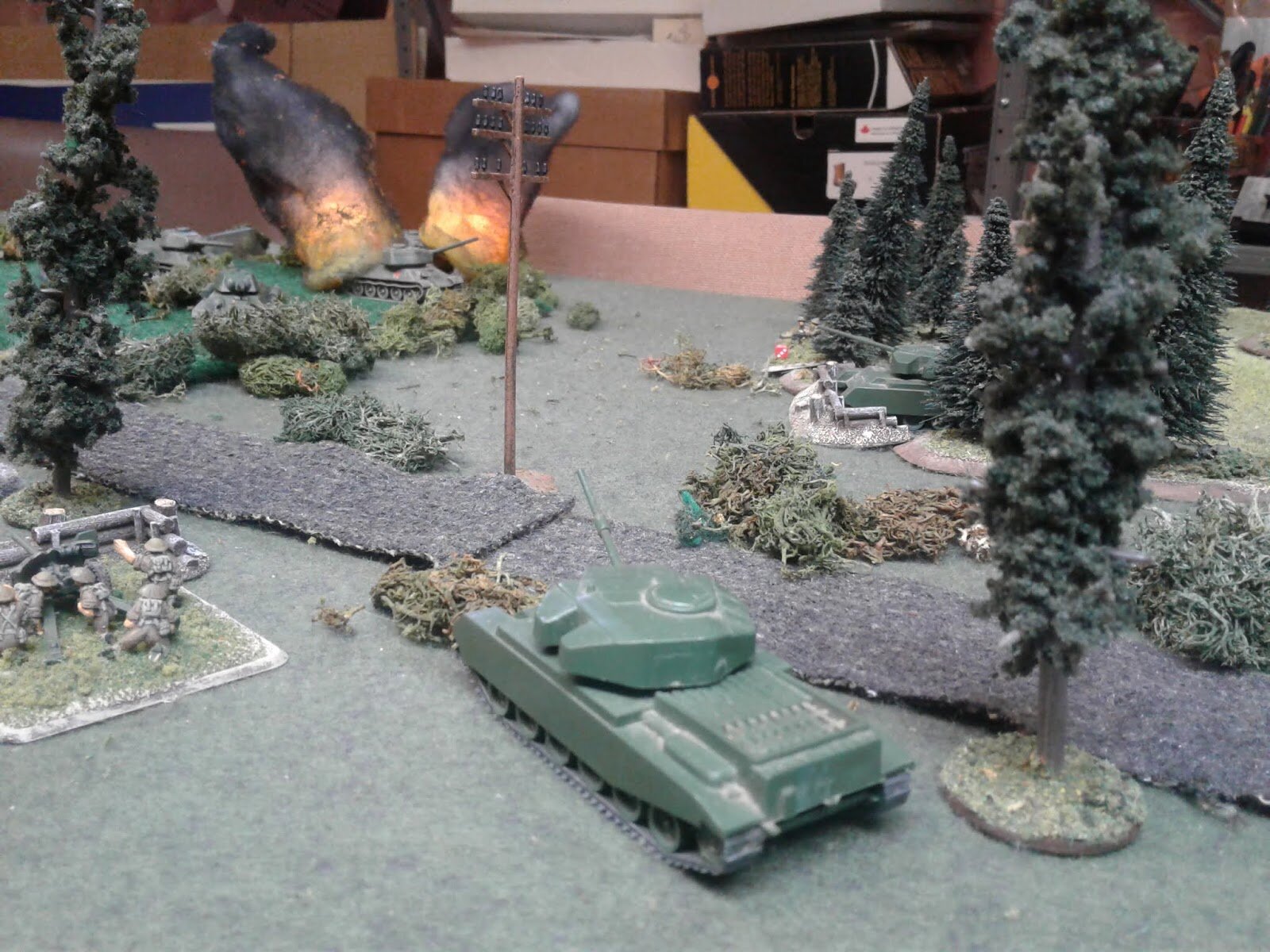 "Contact right! Tanks. 300 meters. Fire!" 20 pounders firng APDS blast the Bordurian left hook.