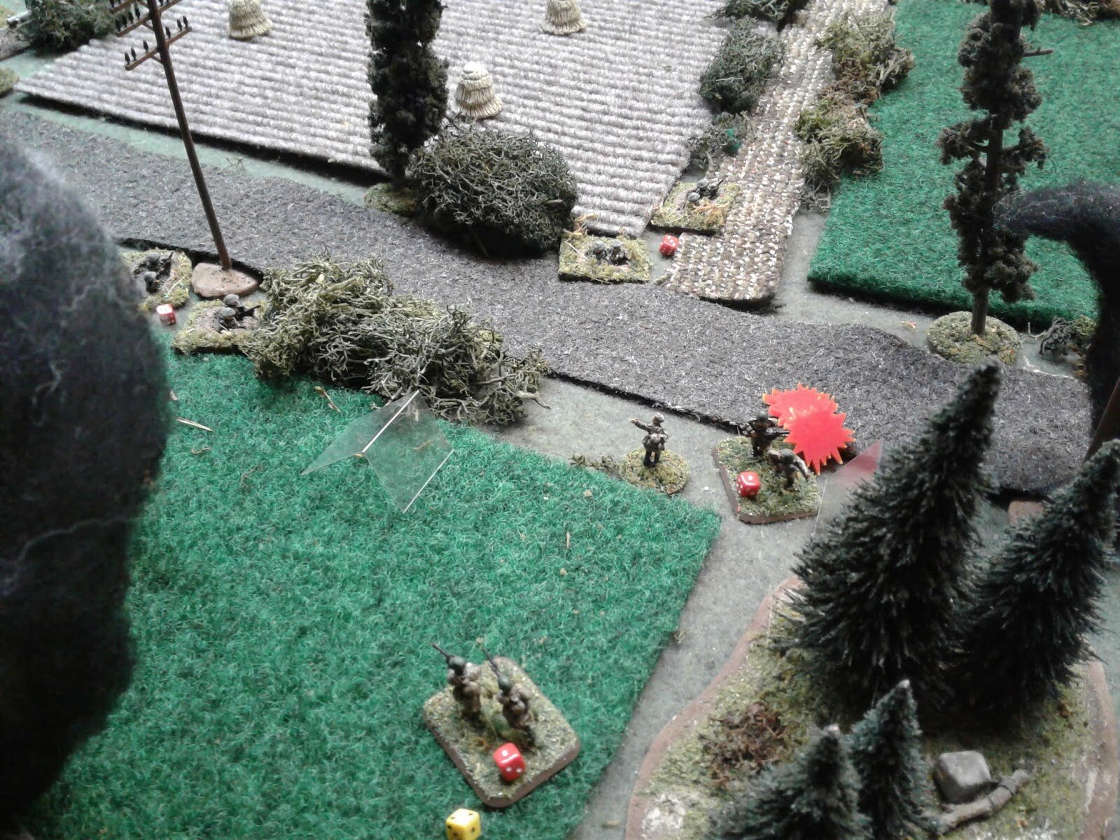 After a furious exchange of short range fire and hand grenades, the SMG Platoon is all but wiped out. In 2 Platoon, 1 Section is gone and 2 and 3 sections are down to 4 men each.