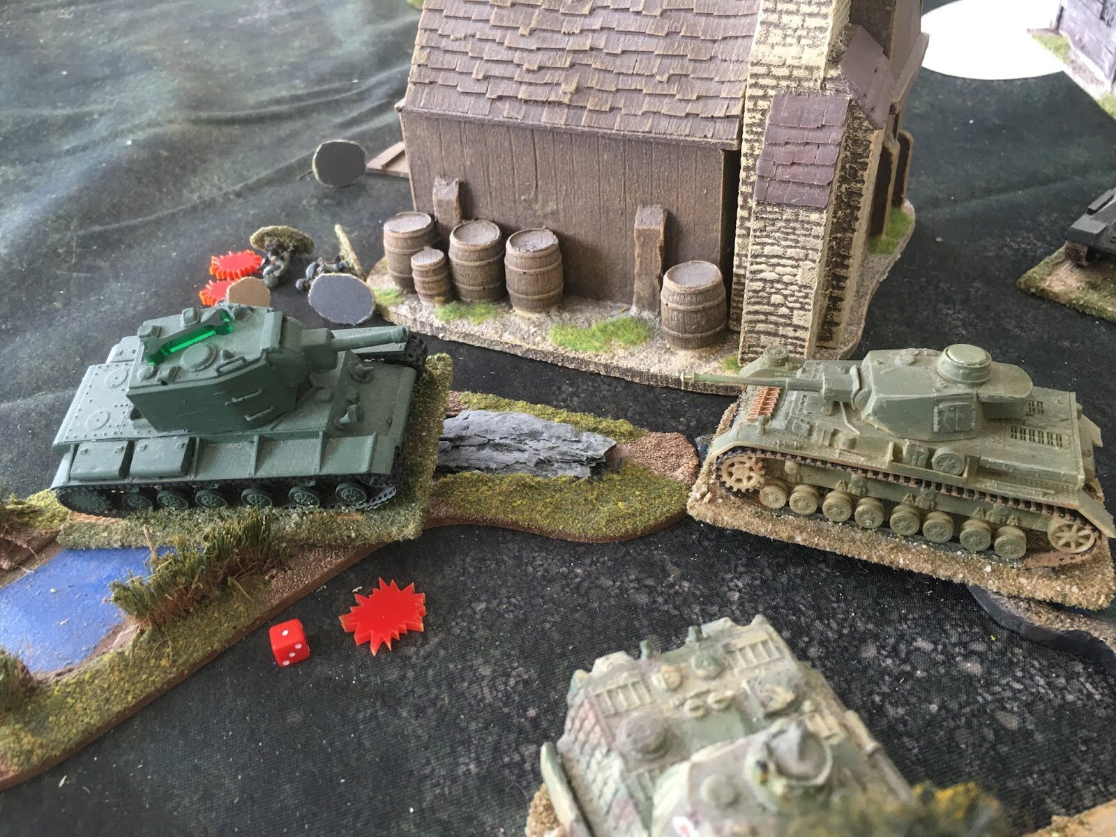 The Germans have hurt the enemy big tank but it is still in action
