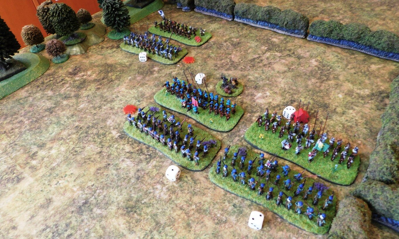 Meanwhile, a general melee breaks out on the left. The Scots initially get the worst of it.