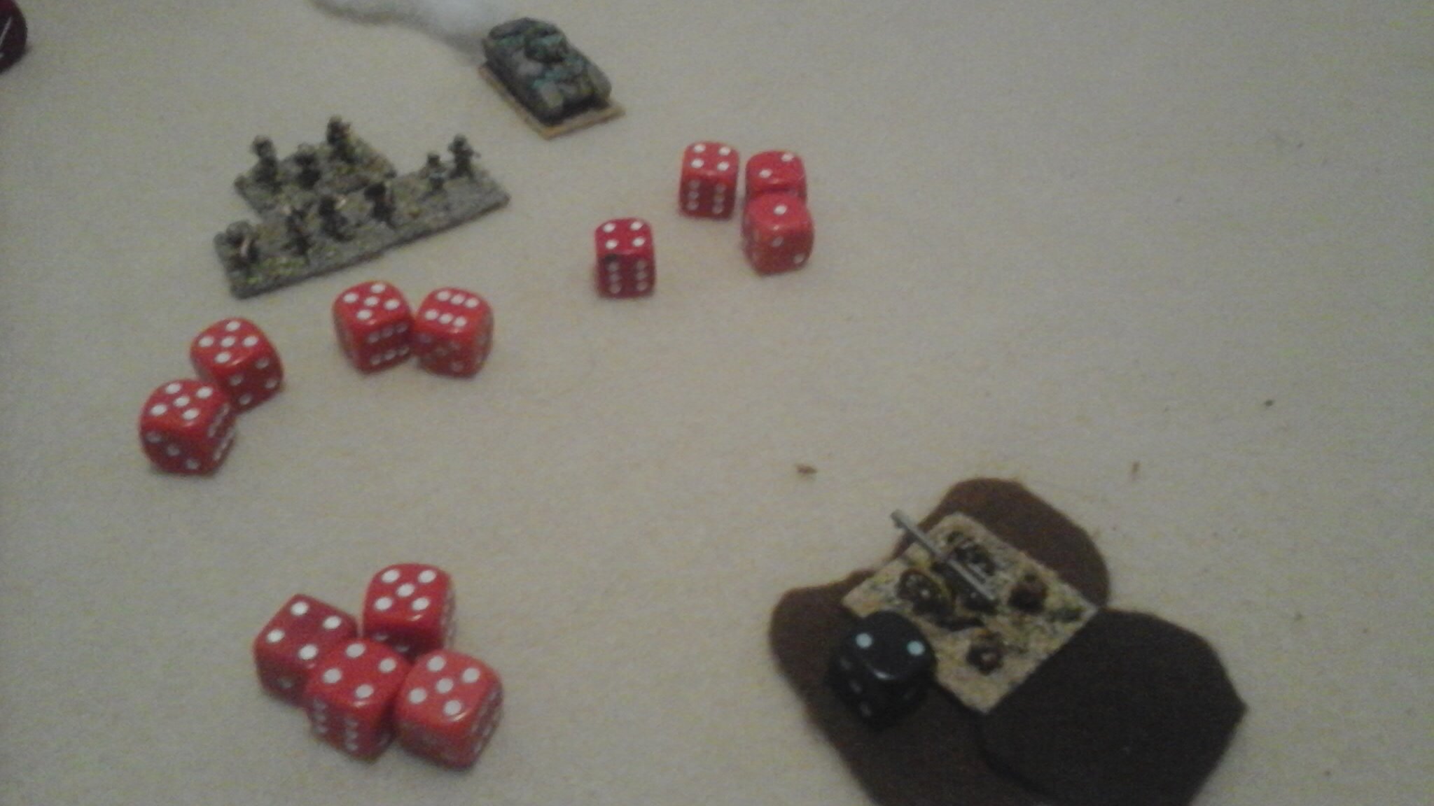 The Aussies come out from behind the right flank tank and strafe the Italian gun position.