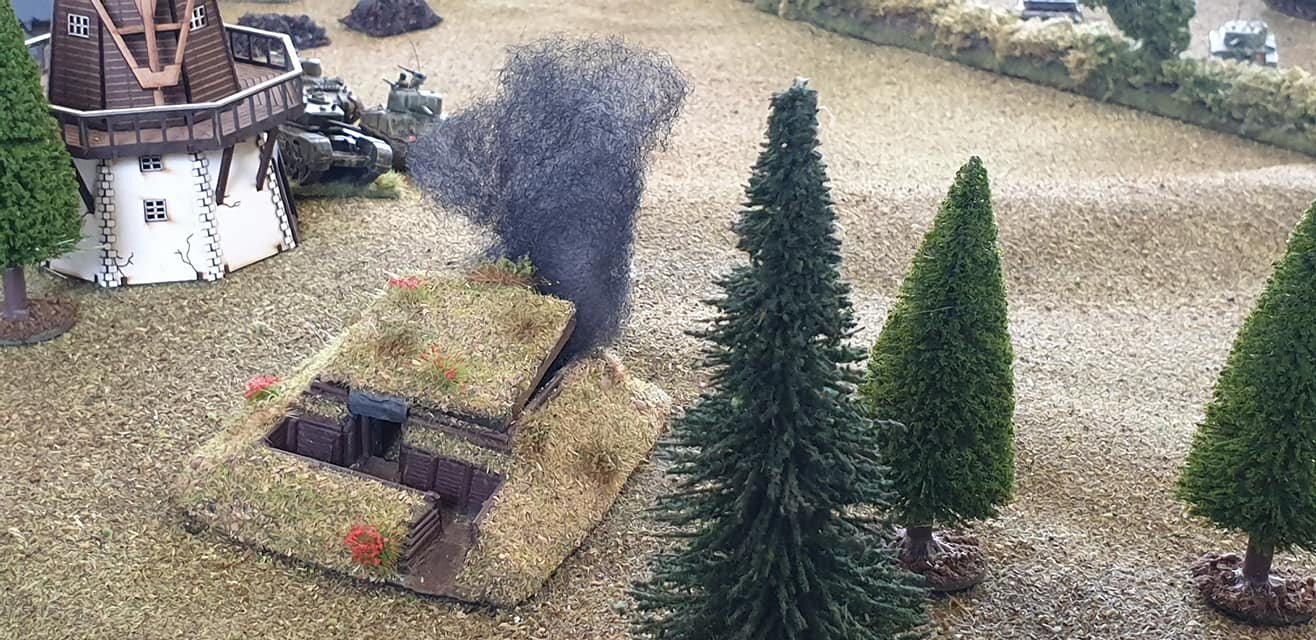 German Pak 40 in bunker took out 2 Cromwells before cleverly being outflanked and crisped by the Crocodile.