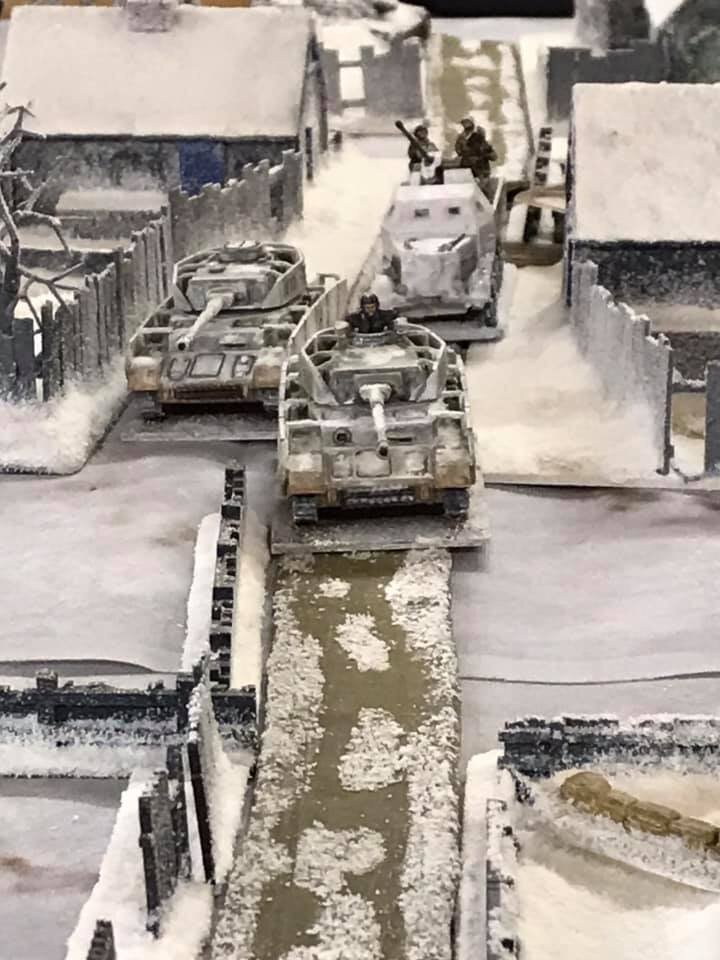 Turn three and first of the defending German armour is spotted.