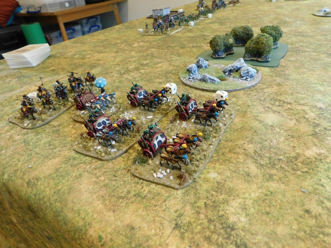 My chariots duly moved forward, manouevring around the difficult terrain