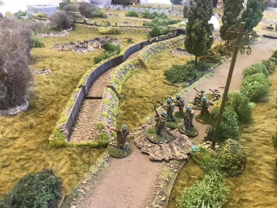 Storming the trenches.