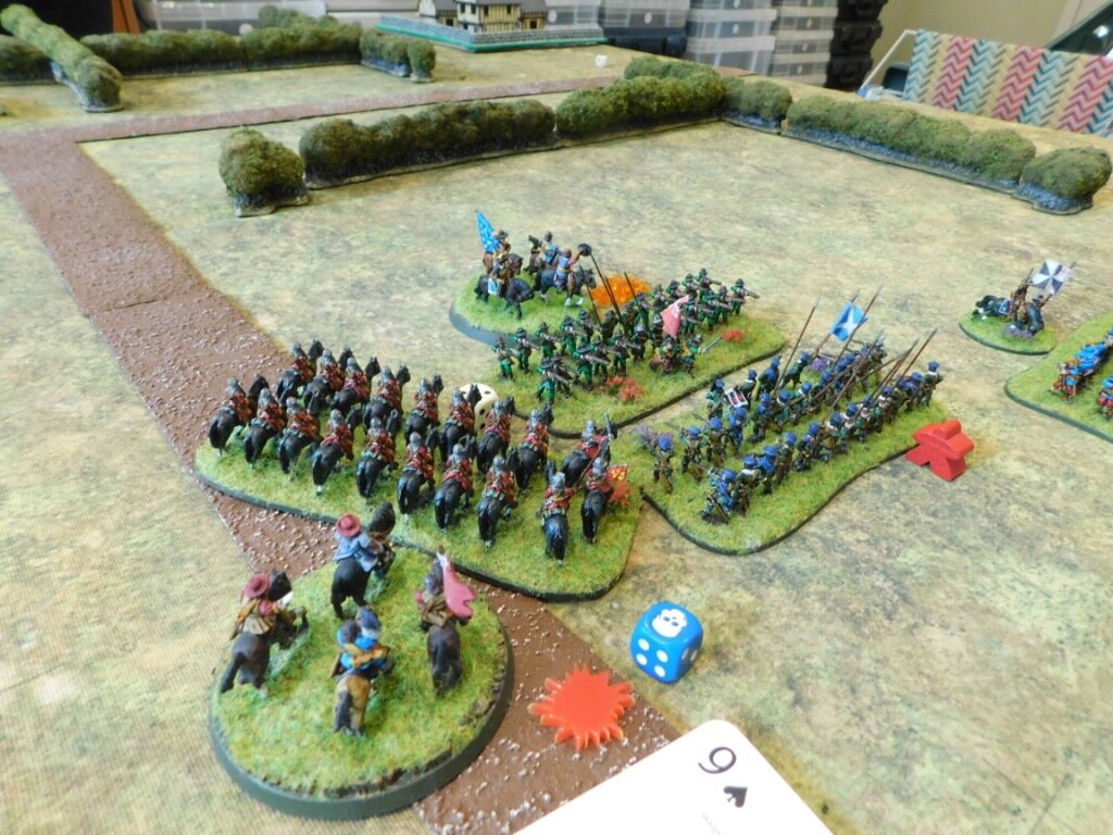 Just about the last Royalist battalia, assaulted from the front and on the diagonal, is about to give way