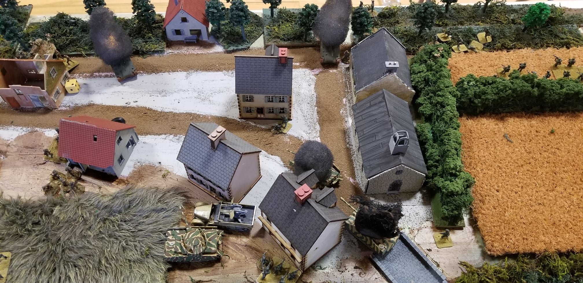 The close of the battle. With no armor left to fend off the Panzer IV and the SdKfz 7/1, the Canadians will have to retreat.