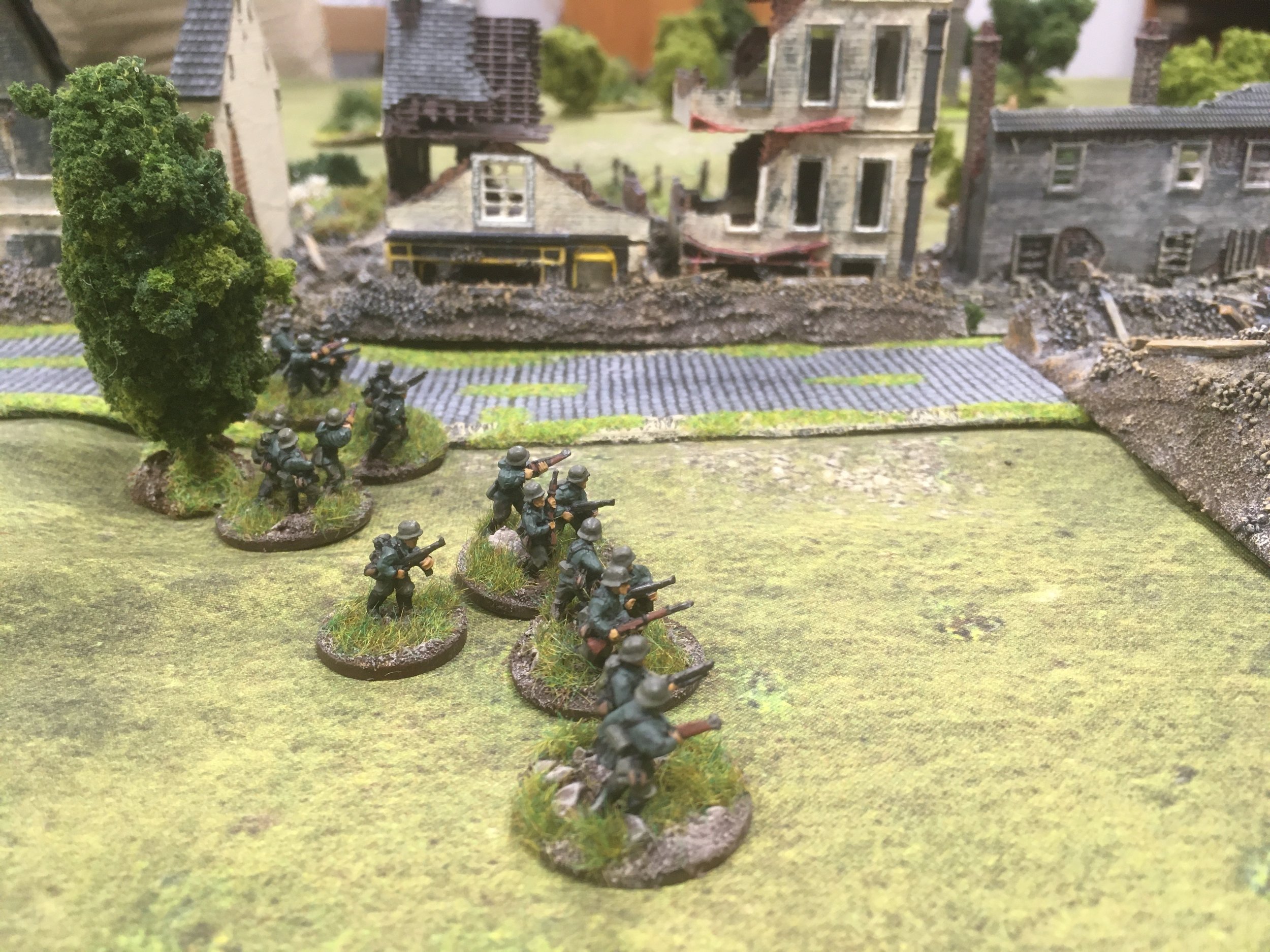 Bravely the dismounted motorcycle platoon advanced towards the village...