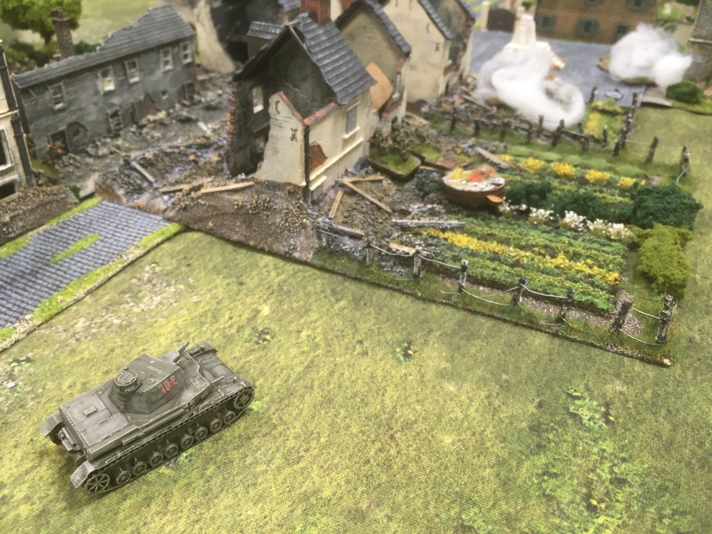 And then the second. The French infantry hide in the ruined buildings.