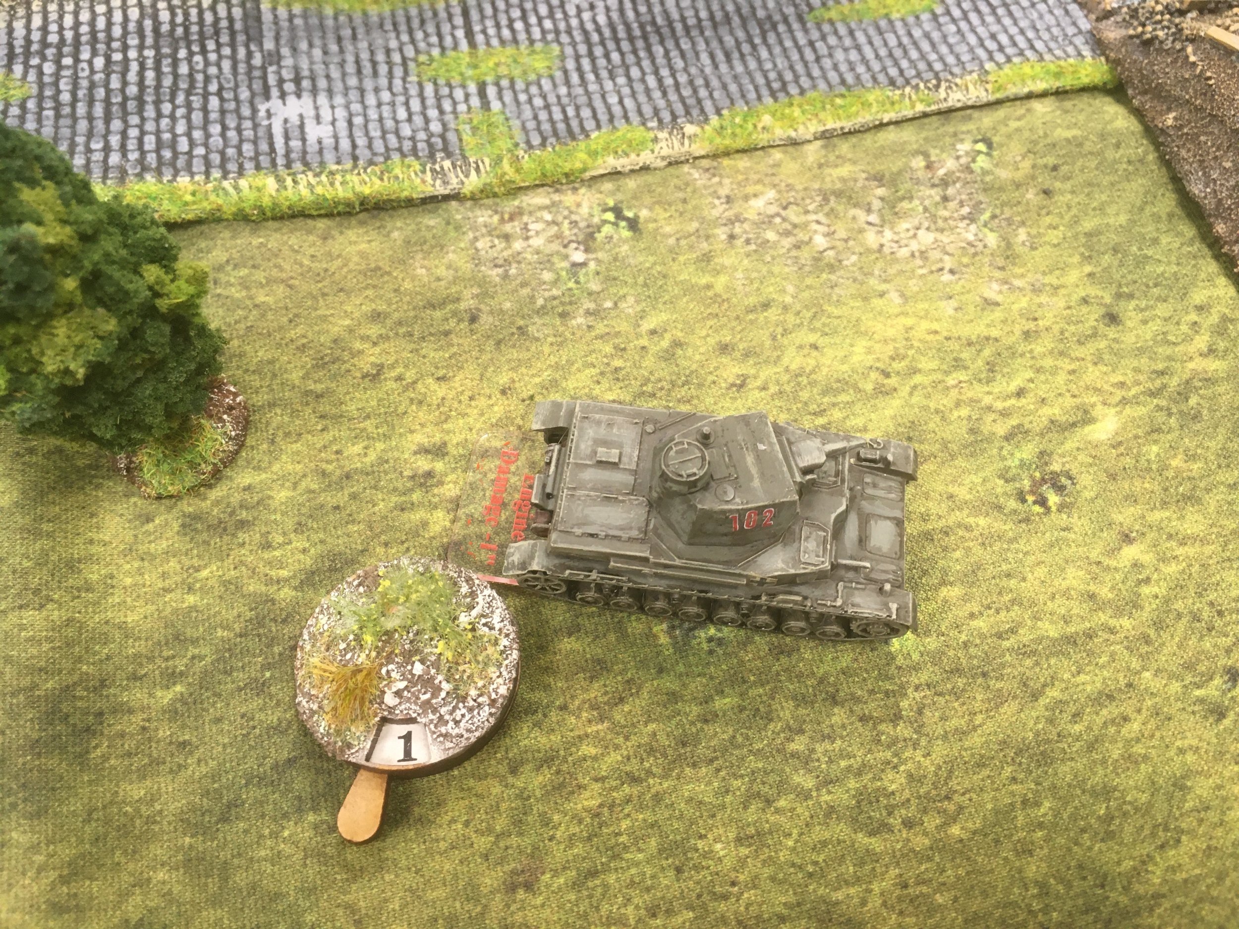  A lucky shot from one of the SA34's hits the Panzer IV and causes some engine damage...