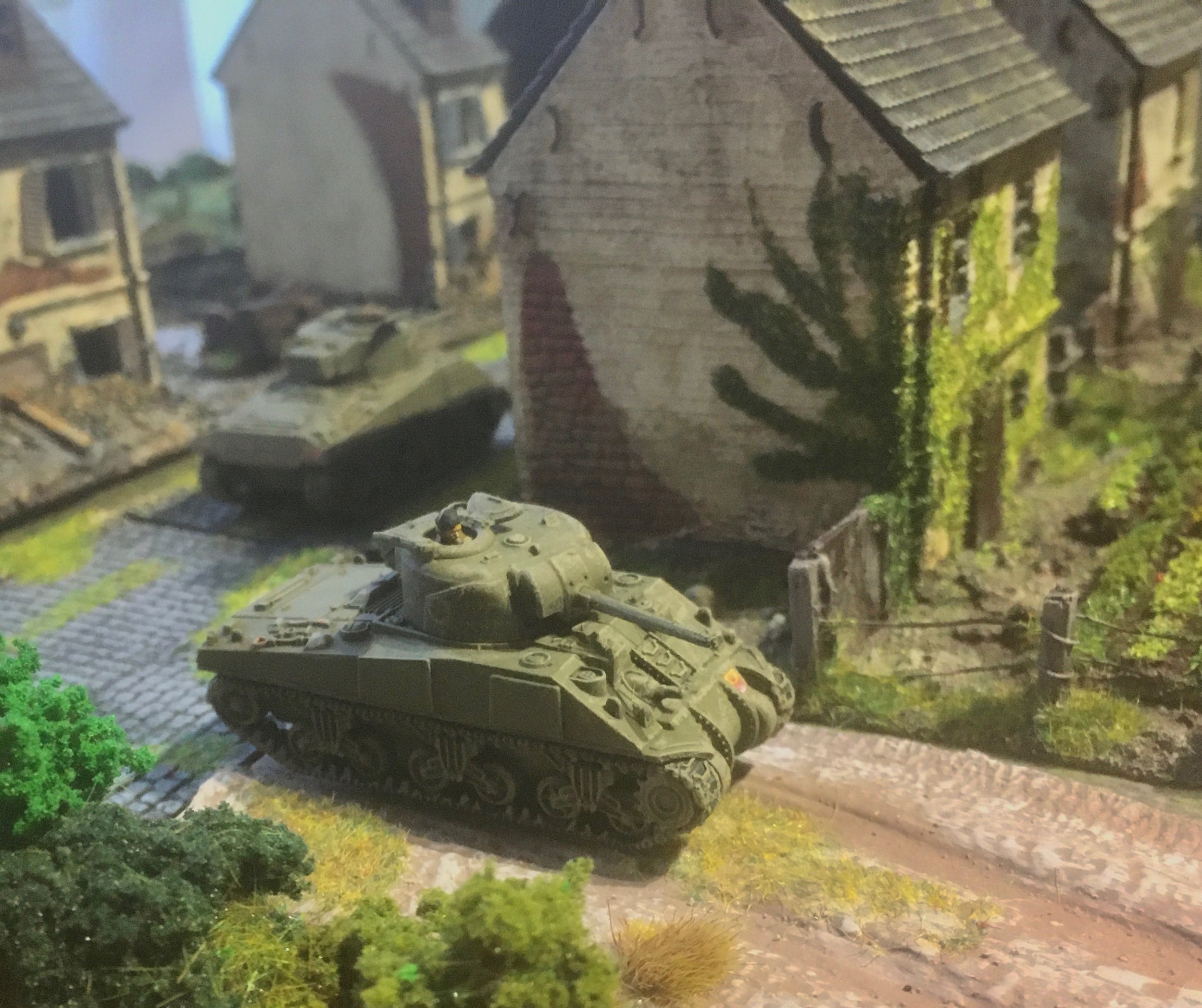 Forcing one Sherman to fall back with Shock.