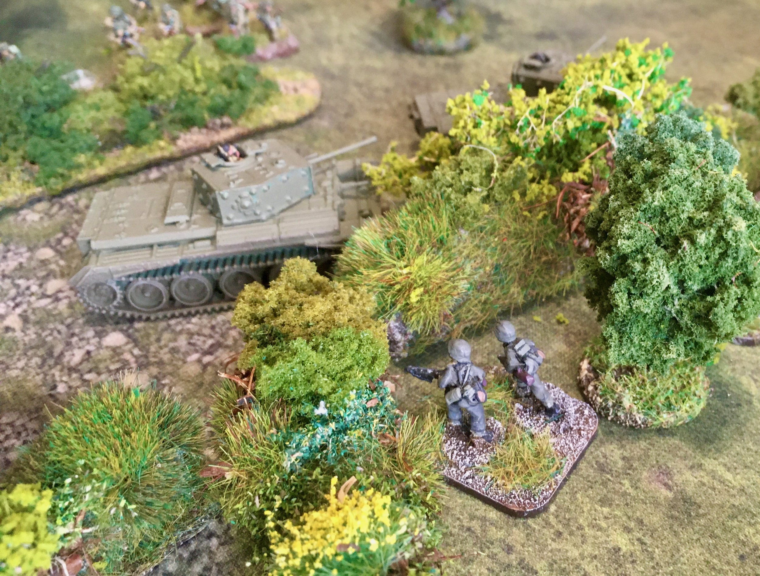 The German infantry attempted to grenade a Cromwell of 2 Troop but failed.