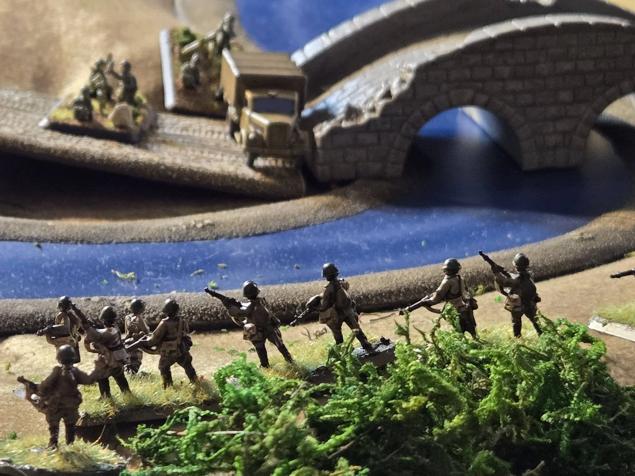 The Soviets flee the village in the direction of the river