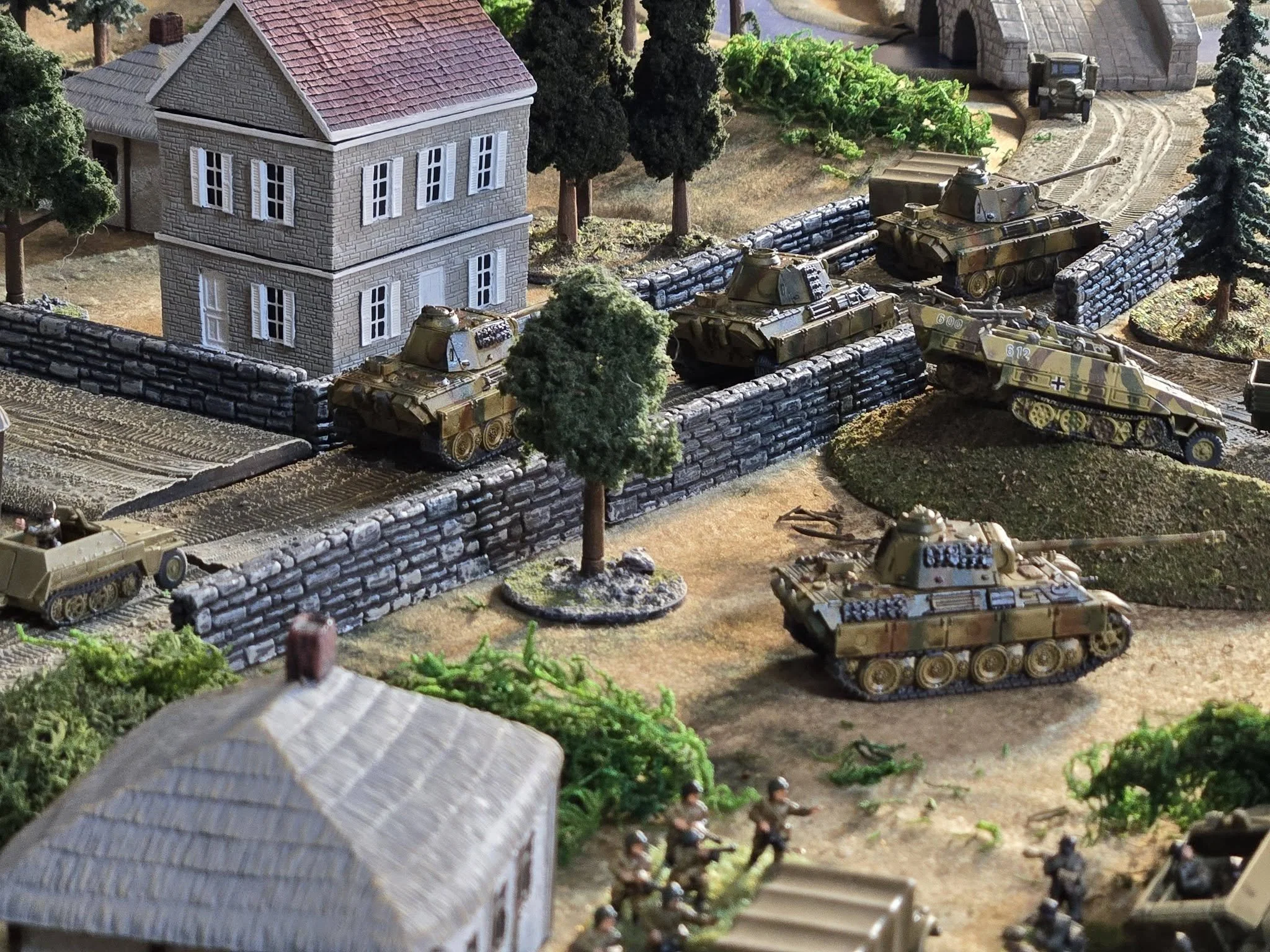 A suicidal smg squad comes out of hiding behind the Germans attacking transports that were beginning to unload troops