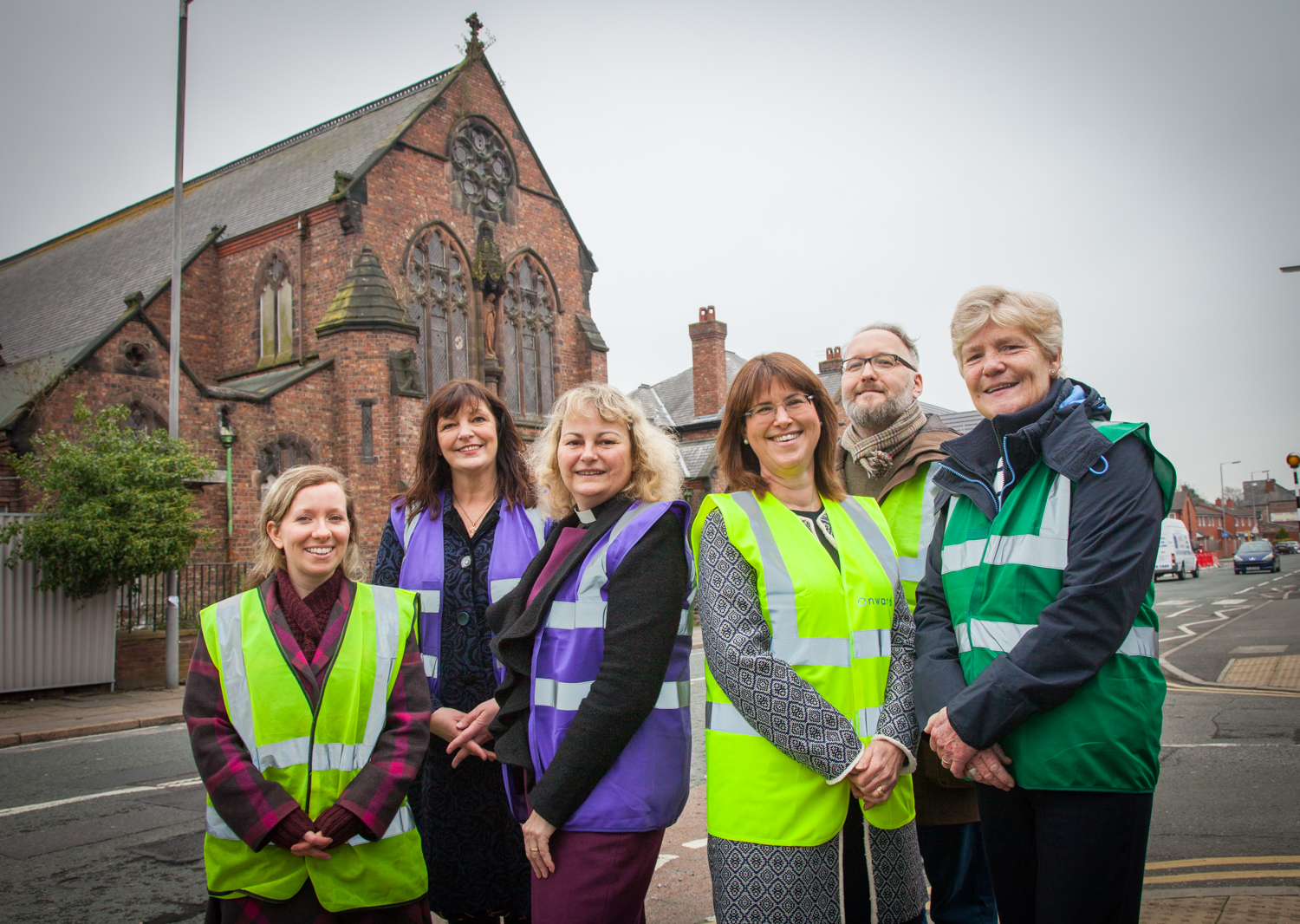 L-R Potential home partner Colette Byrne, Deputy Mayor Cllr Ann O'Byrne, Rev'd Dr Shannon Ledbetter (HPBC chair), Bronwen Rapley (Onward chief executive), potential home partner John Dalglish and Liza Parry (HPBC chief executive) 