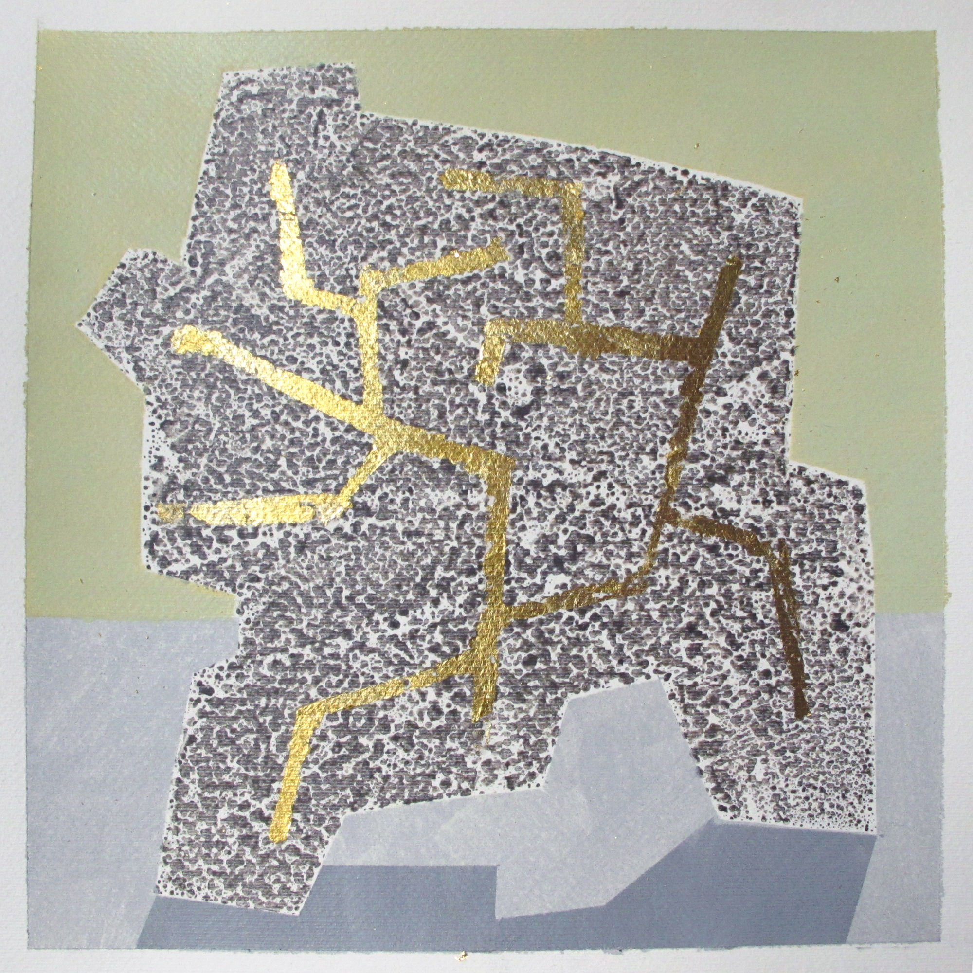  Serien "Frukt og robot"  2011. 40 x 40, Gummitempera og metall på papir 