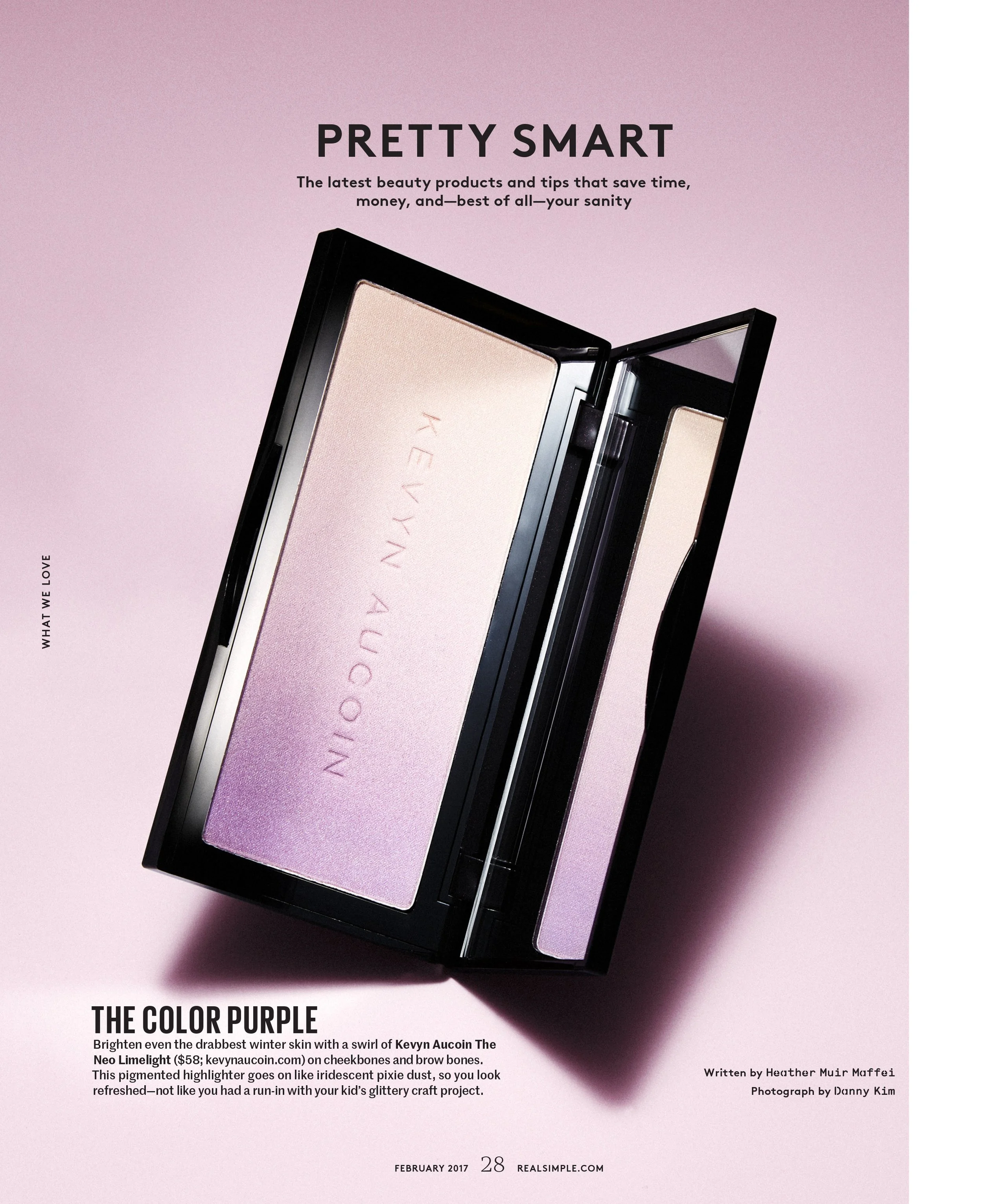 Real Simple magazine's Pretty Smart column opener featuring Kevyn Aucoin's blush