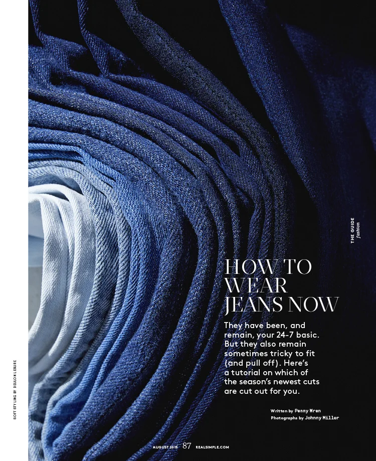 Real Simple magazine fashion story about how to wear this season's jean trends