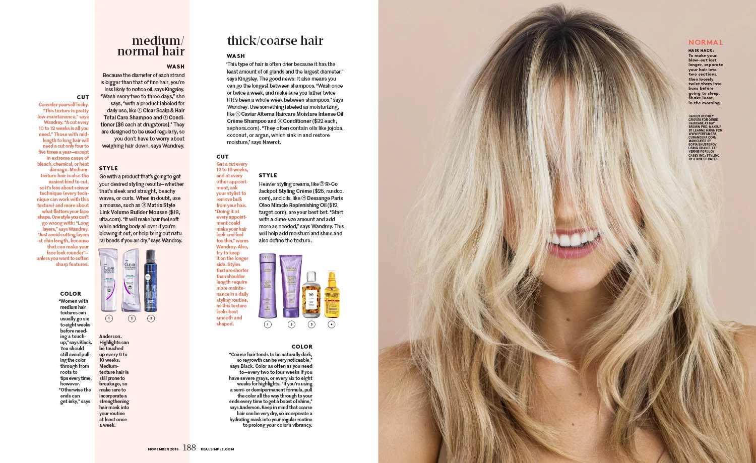 Real Simple magazine feature story about hair types and textures