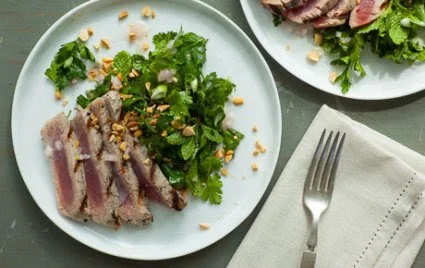 Recipe of the Week...Grilled Tuna Steak with Fresh Herb and Peanut Salad