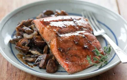 Recipe of the Week...Beer-Glazed Salmon with Roasted Mushrooms