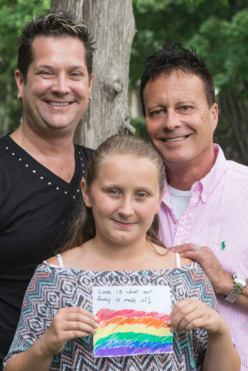 Jeremy Nadon, Morgan Nadon Turner, 11, and Stephen Frech volunteer as a family for the upcoming Pridefest. The first Pridefest will be held in Sault Ste. Marie from Friday, Sept. 5, to Monday, Sept. 7. Ali Pearson/Sault This Week