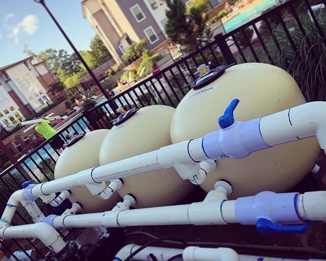 They wanted the best and we gave it to them.  Nothing could clean the water more efficiently than three #pentair Triton II 36&rdquo; commercial sand filters plumbed in tandem.  #pentairorbust