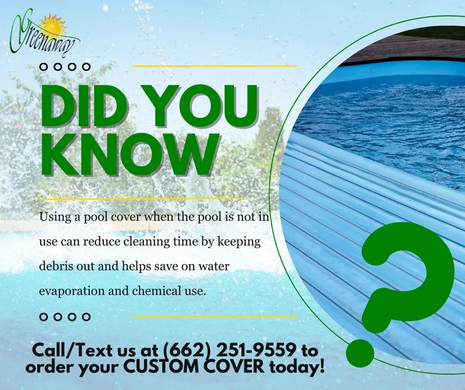 Give us a call for a custom pool cover! 🏊&zwj;♀️ It keeps debris out and helps you save time, energy and money. 🌞💦