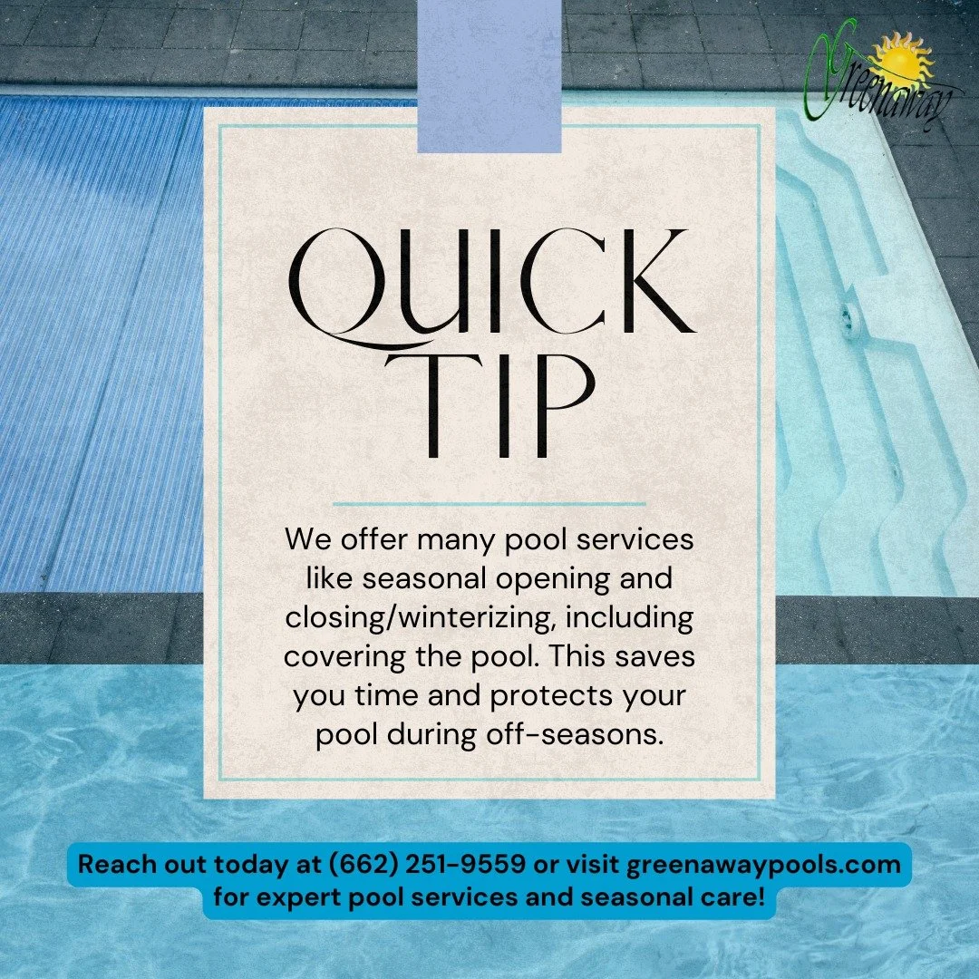 Seasonal pool care:  Opening for summer, ❄️ closing for winter&mdash;saving you time and protecting your pool year-round! 💦