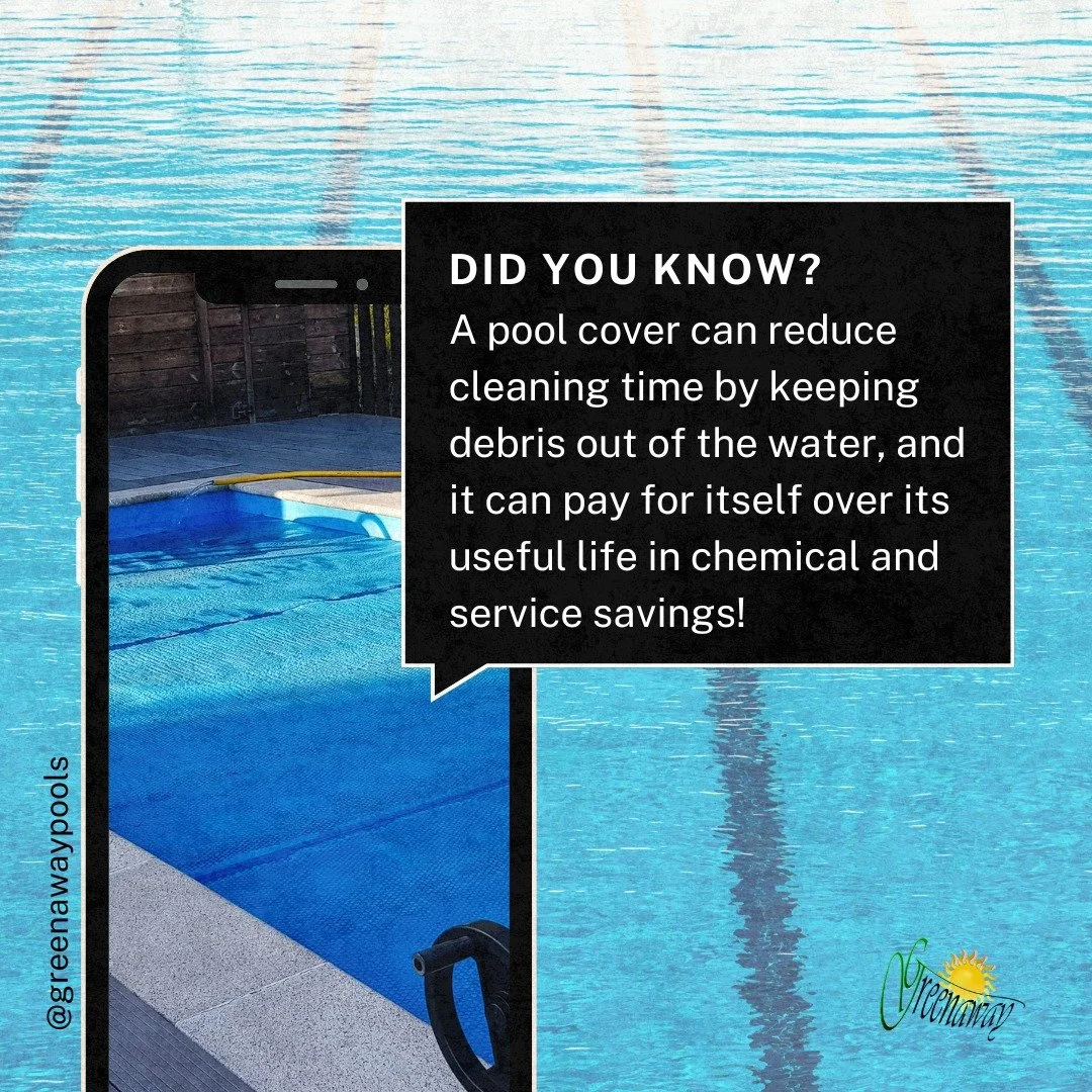 Save time and chemicals. Use a pool cover to keep debris out and reduce evaporation 🌊💧
