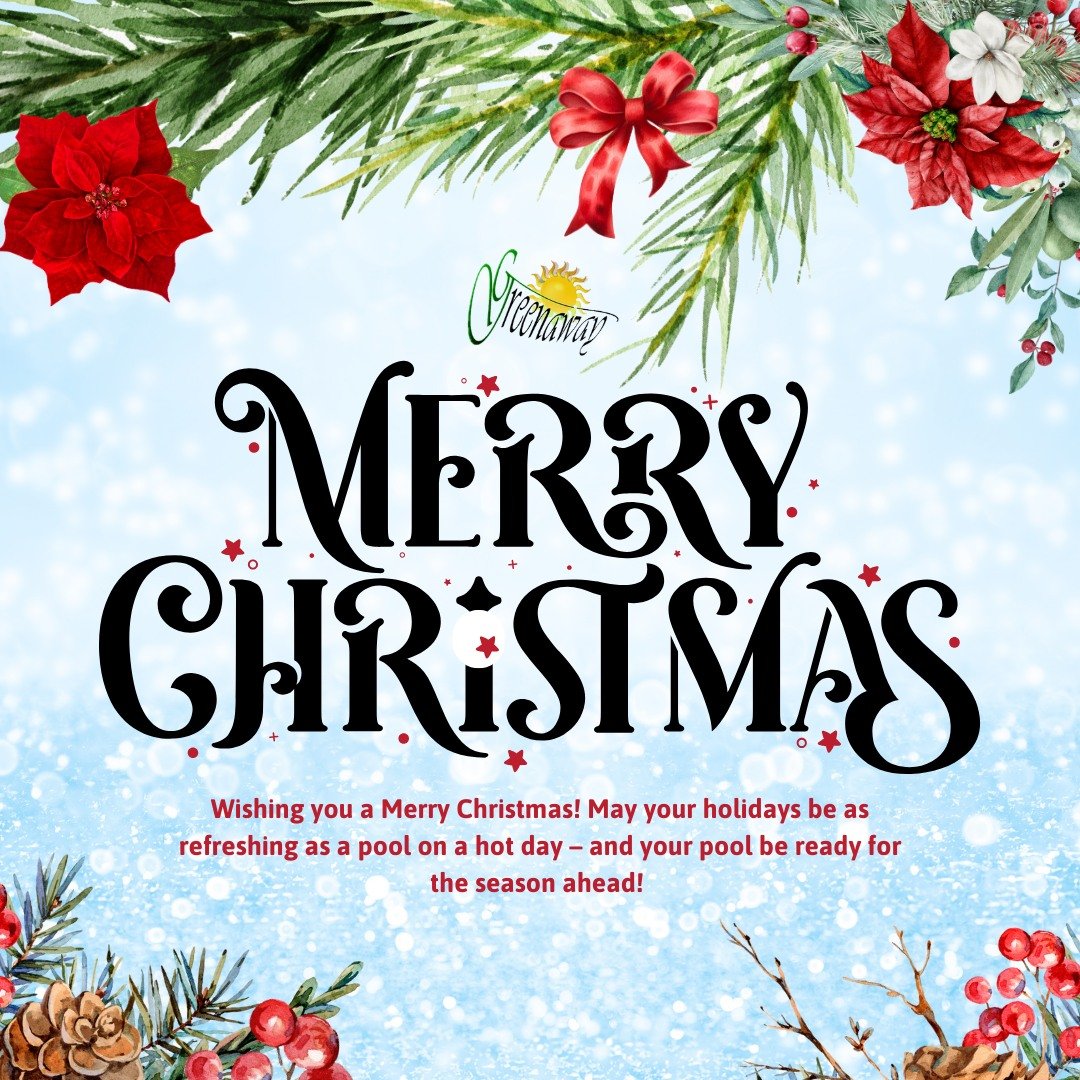 Merry Christmas! 🎄 May your holidays be bright and your pool be just right! 💦❄️ Greenaway Pools is here to provide you with perfect pool services for the perfect Christmas!