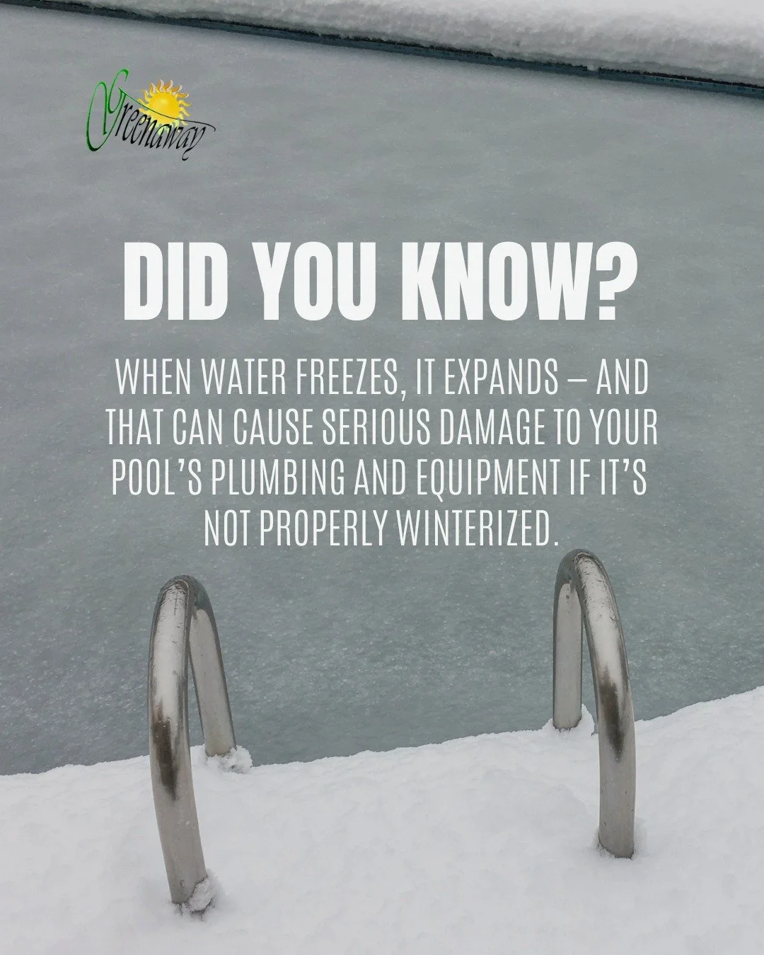 ❄️💡 Did You Know? When water freezes, it expands &mdash; and that can cause serious damage to your pool&rsquo;s plumbing and equipment if it&rsquo;s not properly winterized! 🧊🚫