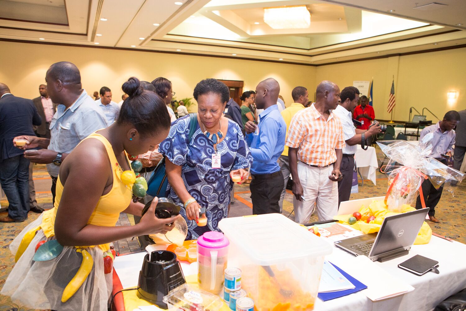 Madan Belfwi displays its wares at the Expo. The company sells fresh fruit and smoothies in Port-au-Prince.