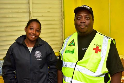 Francis Zuniga (right), a newly-elected member of the Hopkins Village Council, assisted as Shelter Manager.