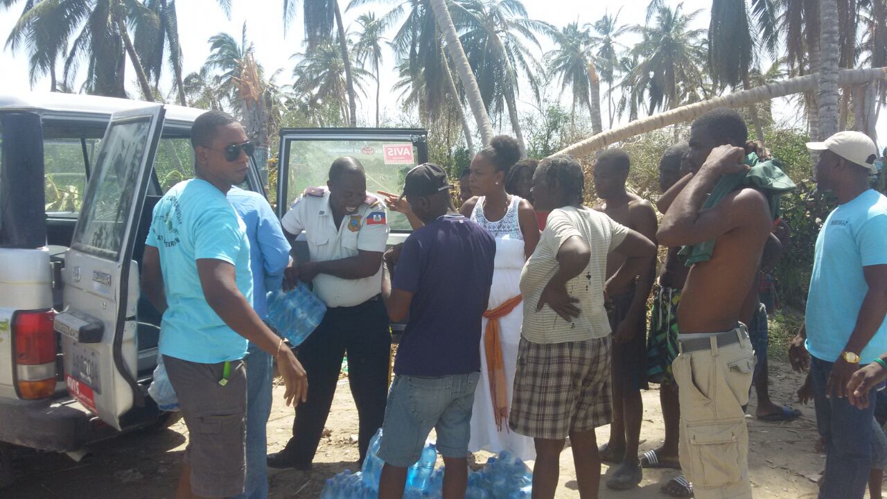 PADF delivers clean water to residents of Saint Jean de Sud in southwestern Haiti after Hurricane Matthew. (PADF)
