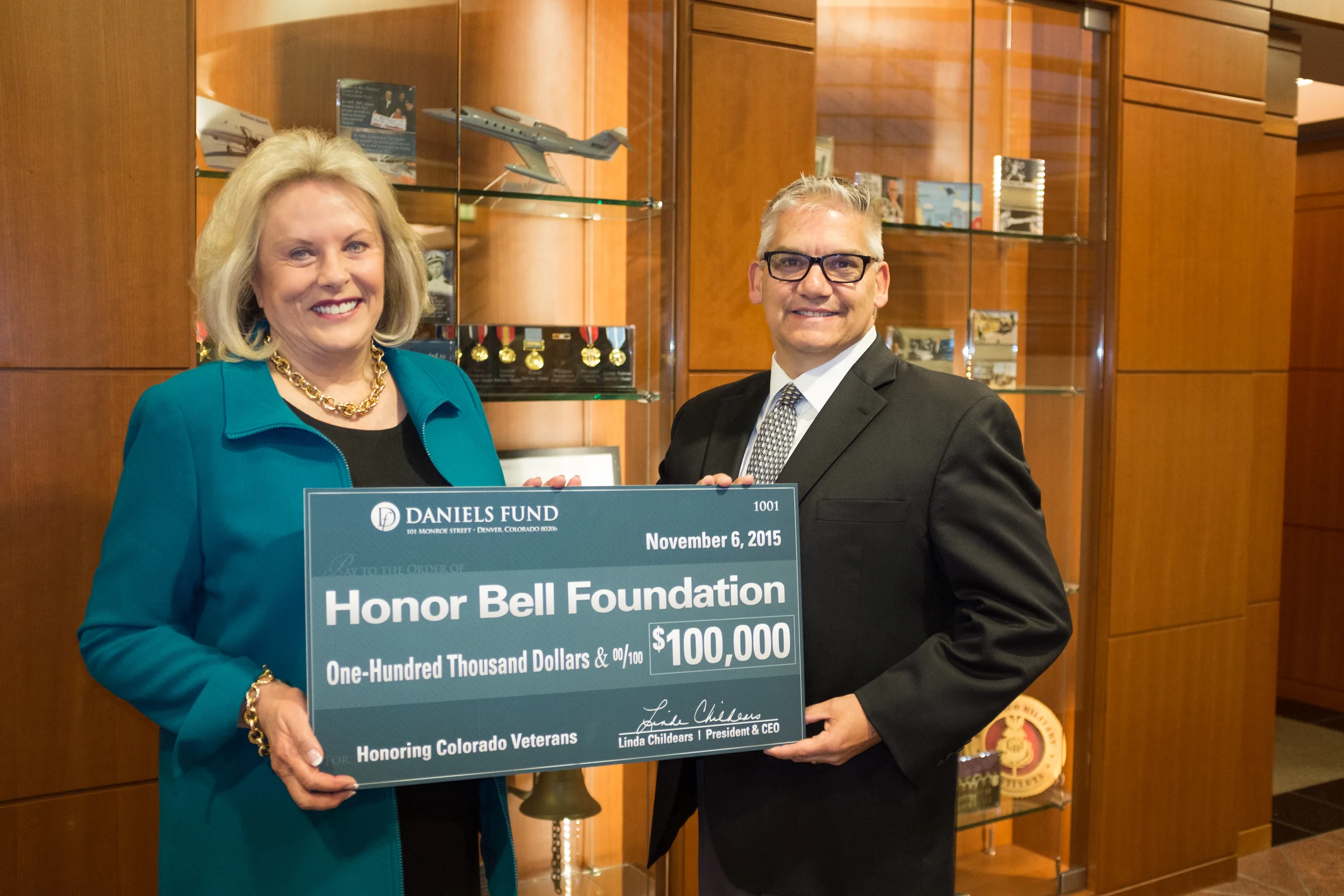 Daniels Fund President and CEO Linda Childears and Foundation Executive Director Lou Olivera