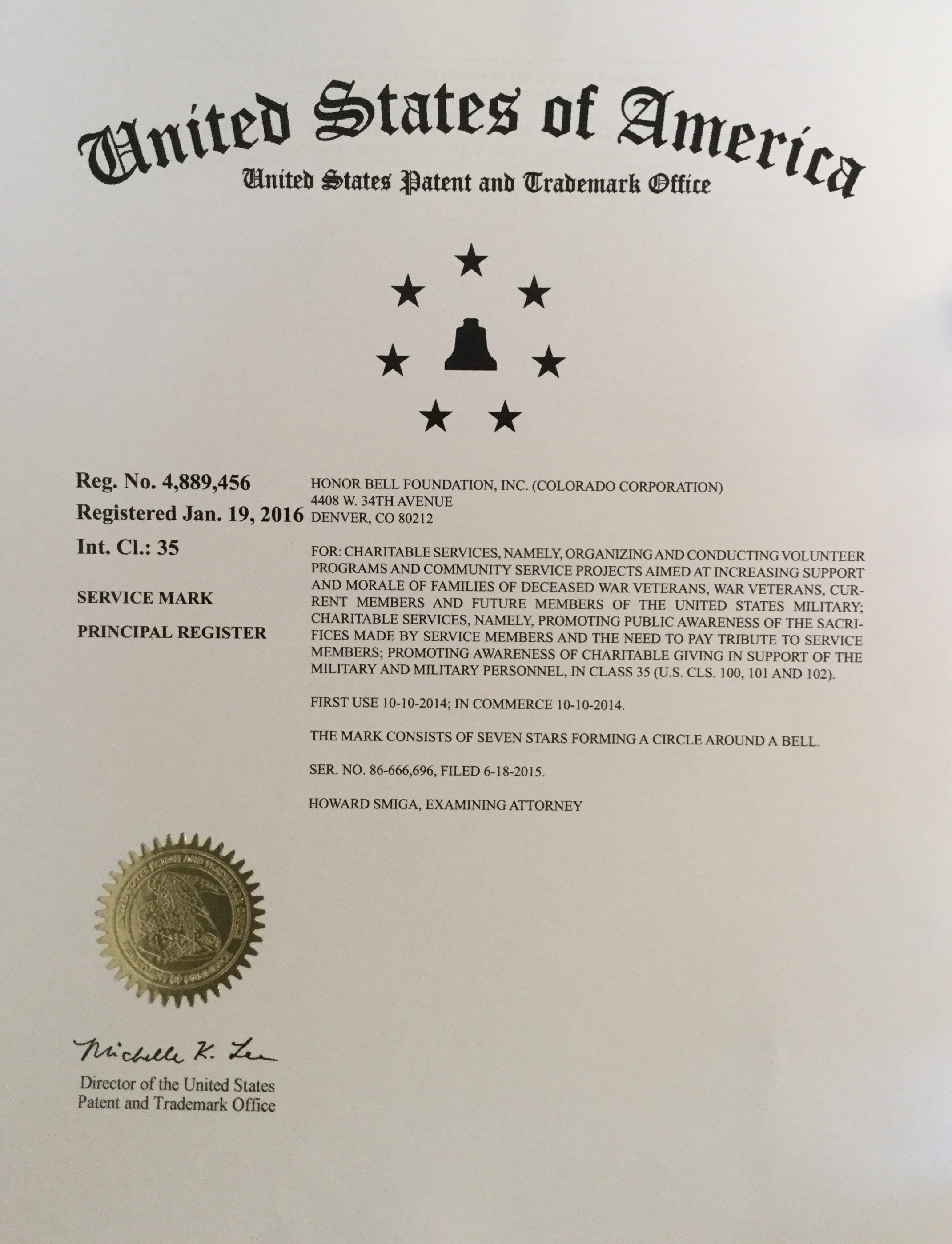 Our trademark registration letter.