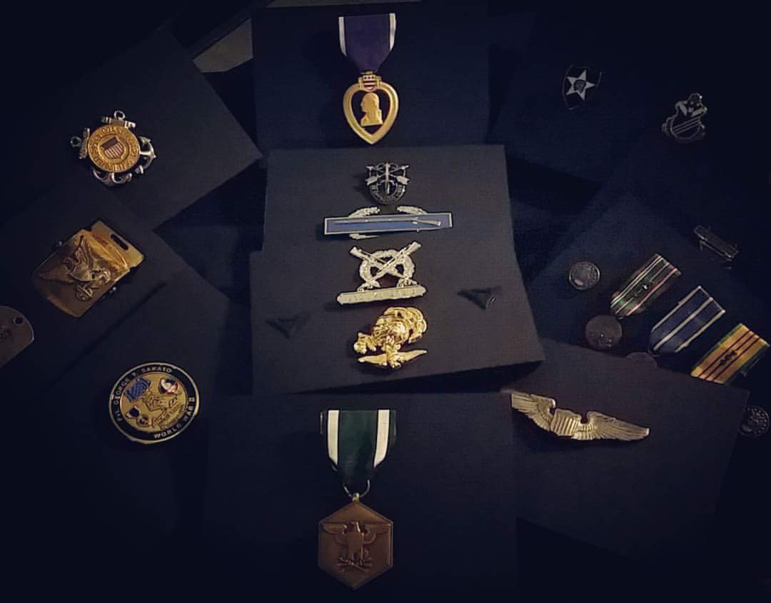 Military artifacts which will become part of The Honor Bell when it is cast in May.