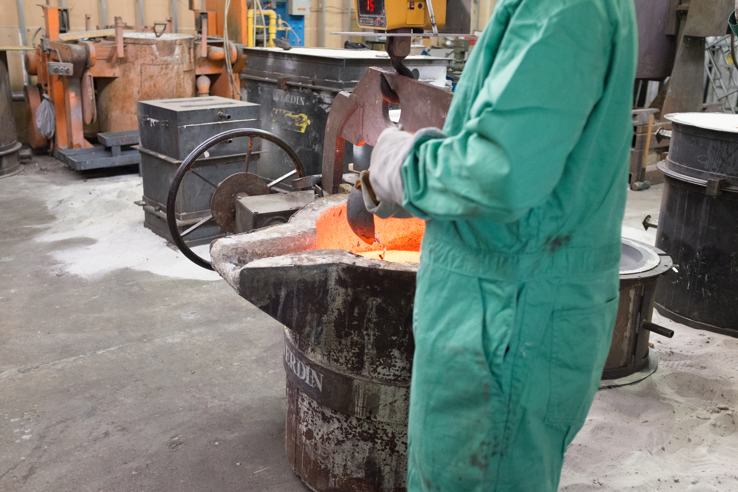 Artifacts placed into the molten metal