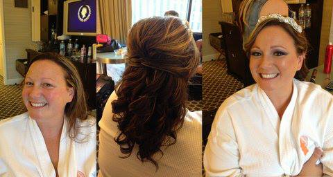 Brunette half up half down wedding hairstyle with a gorgeous tiara!