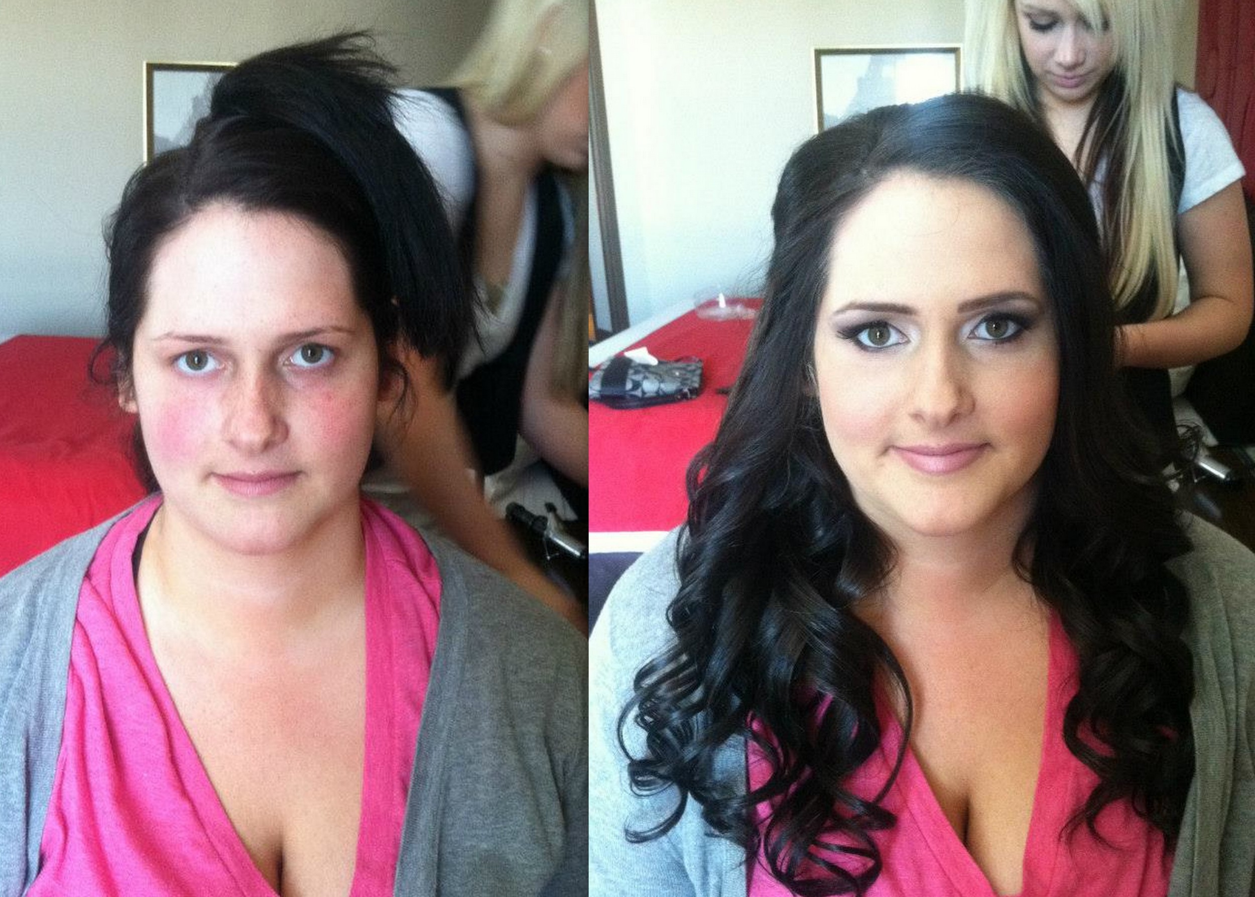 Half up half down bridal hairsytle with eye popping makeup