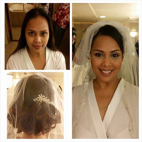 updo with veil and natural/medium makeup