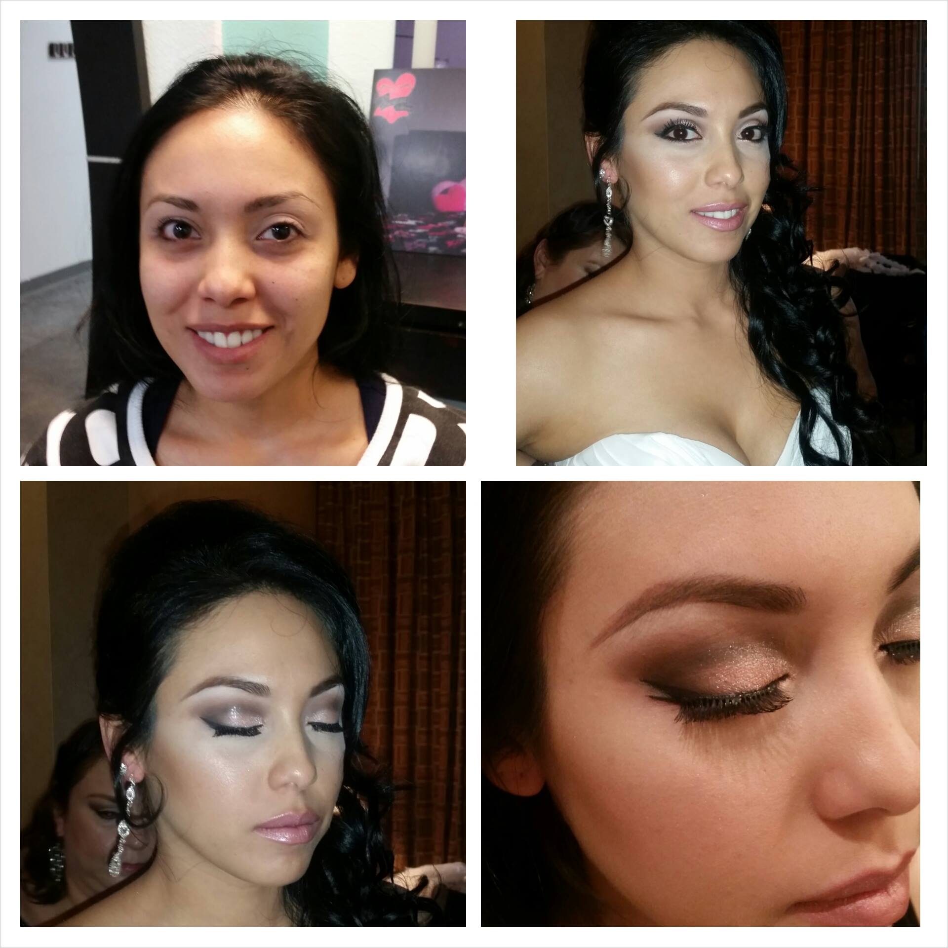 Gorgeous bride with long hair and shimmer eyeshadow