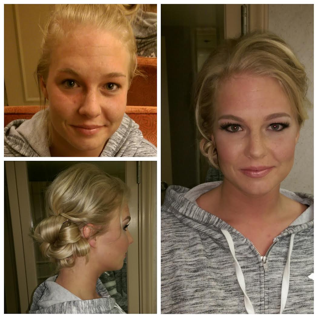 blonde loose updo and airbrush makeup for wedding