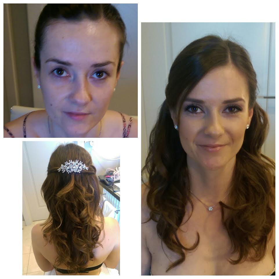 young looking half up half down wedding hairstyle with jeweled clip