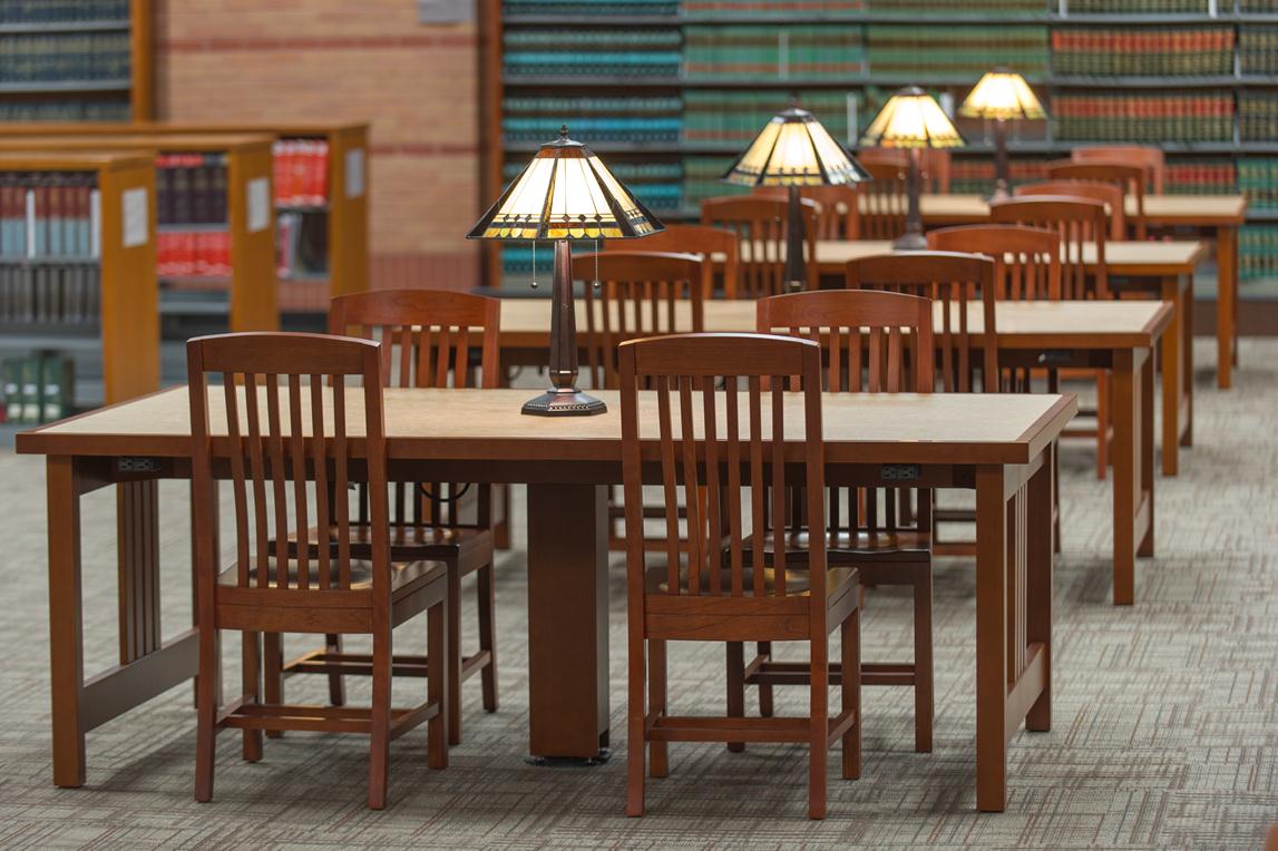 Reading tables at the Harris County Law Library.