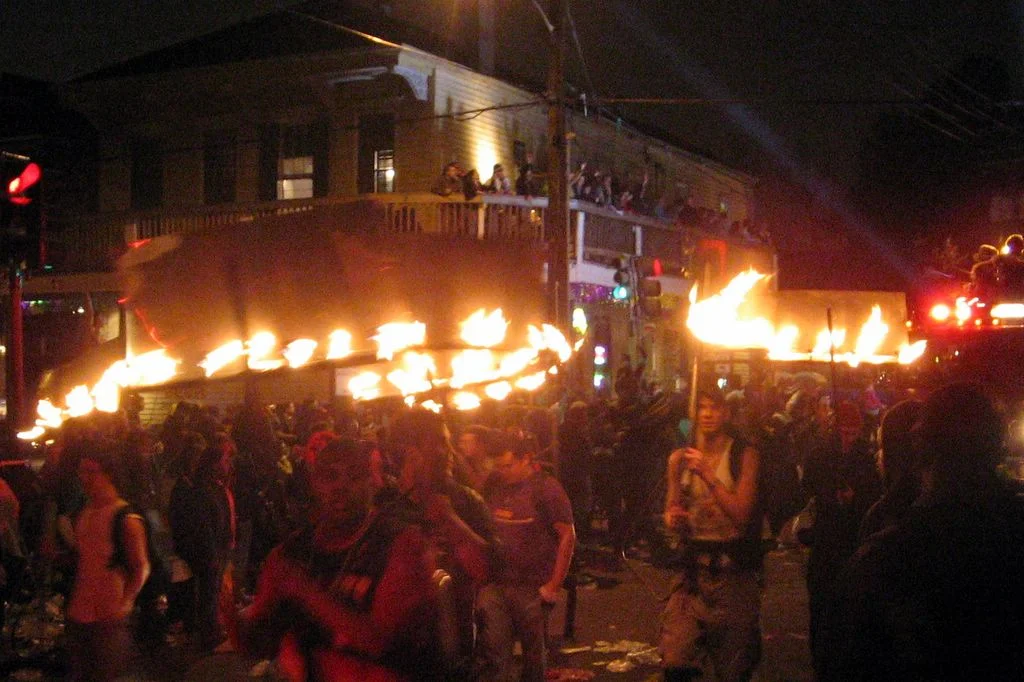 Flambeaux provide traditional-style lighting for Carnival Parades.