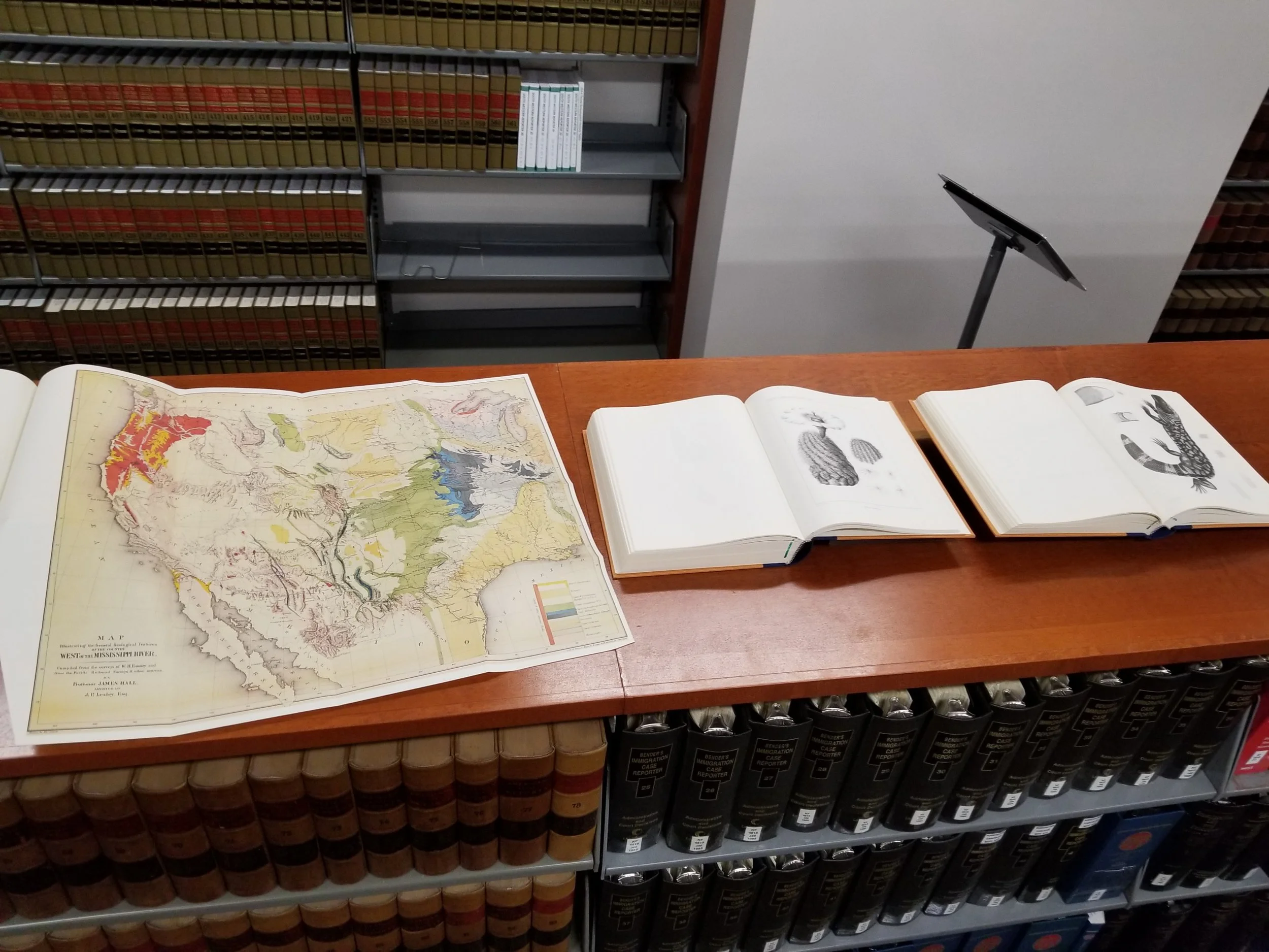 Photo of exhibit featuring the Harris County Law Library’s The Law of Coahuila and Texas : An historical resource collection. {Part II}