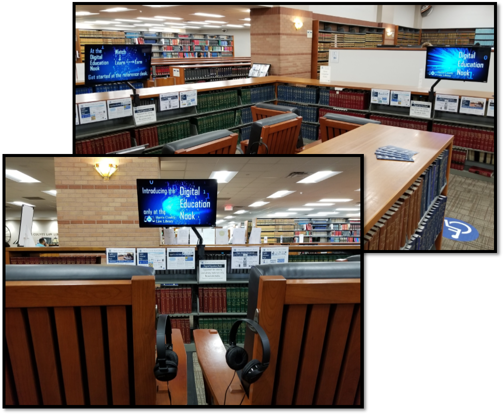 Image of the Digital Education Nook at the Harris County Law Library.
